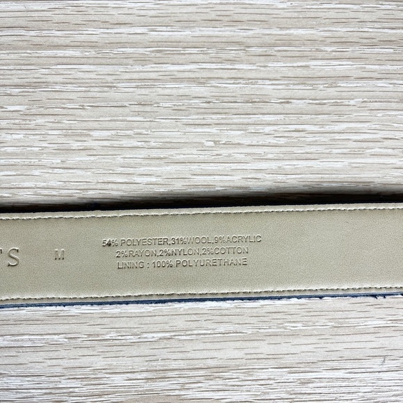 Talbots Wool Blend Fabric Blue and Green Pine Trees Belt Sz M - Picture 4 of 5